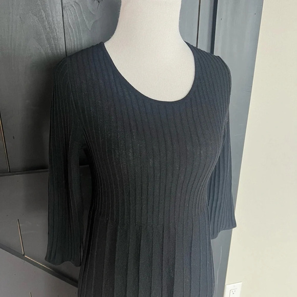 NWOT Eileen Fisher Washable Wool Scoop Neck Dress Black Minimalist Casual Women - Picture 3 of 10